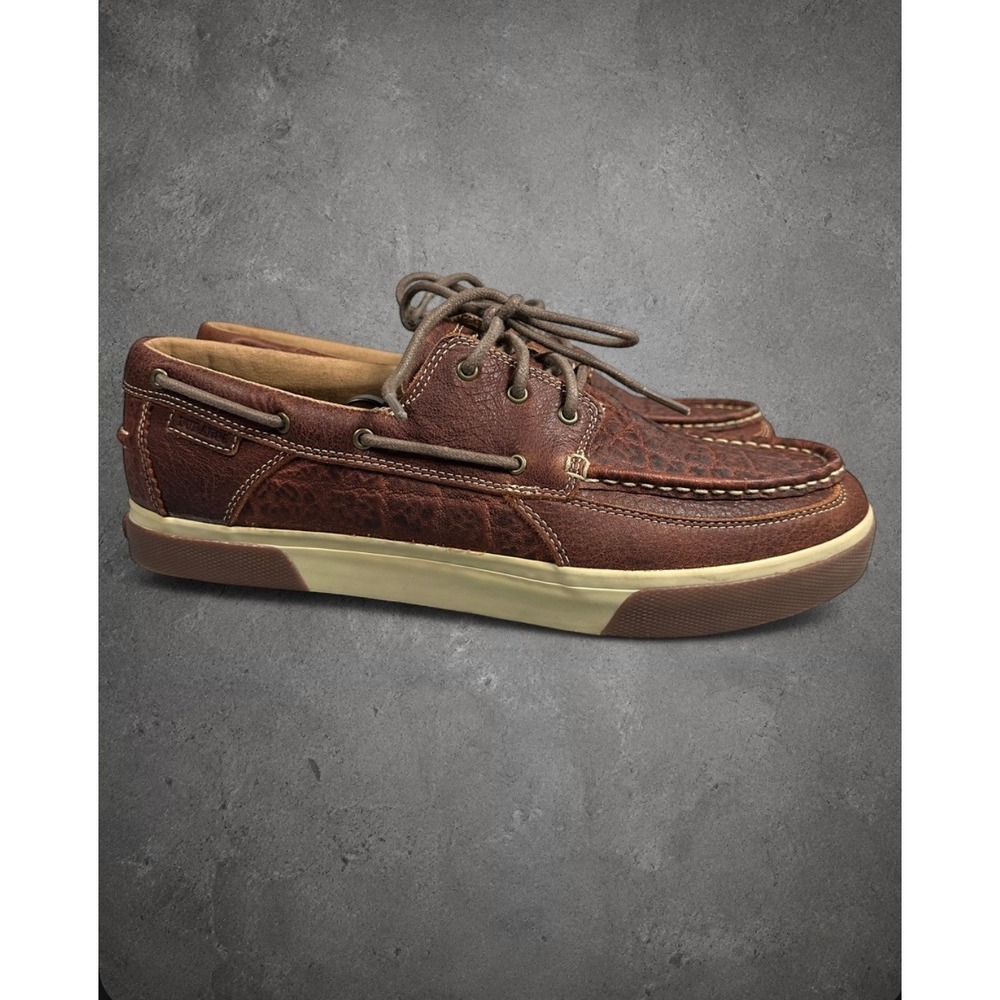 Durango Music City Boat Shoes 11 Brown Gator Embossed Leather Moccasins Mens